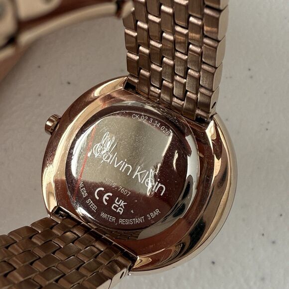 Calvin Klein Women’s Quartz Carnation Gold Mesh Bracelet Watch 28mm Steel